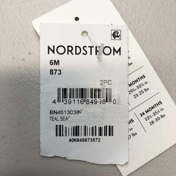 Nordstrom Cottons Baby Boy Newborn 2Pc Set Teal Rustic Sz 6M Abstract - Picture 3 of 8